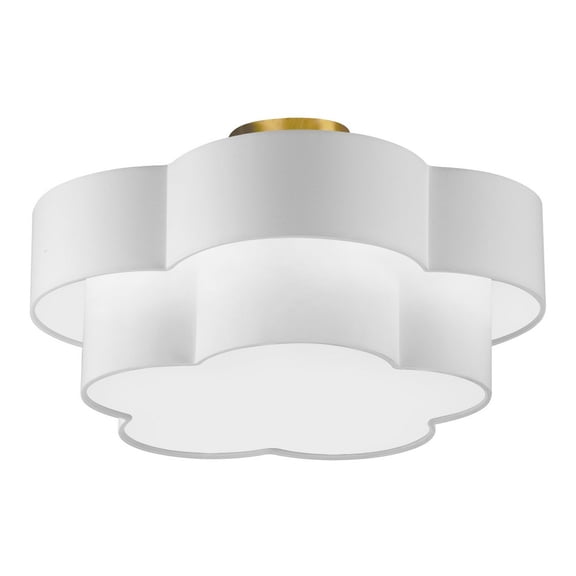 PLX-203FH-AGB-WH Dainolite Phlox - 3 Light 2-Tier Flush Mount-Aged Brass Finish-White Shade Color