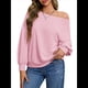 thumbnail image 1 of Sudadera Holgada Informal de Larga con Hombros Descubiertos para Mujer, Estilo Jersey de Otoño Rosa M, 1 of 8