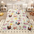 thumbnail image 2 of Erosebridal Farmhouse Rooster Twin Bedding for Kids Girls, Pink Flower Floral Duvet Cover Set, Stars Reversible, 2pcs 1 Duvet Cover and 1 Pillowcase, No Comforter, 2 of 6