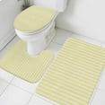 thumbnail image 3 of Yellow Striped Bath Mat 3 Piece Bathroom Rug Set, Modern Simple Farmhouse Beige Vintage Non Slip Bath Rug Contour Mat and Toilet Lid Cover, Absorbent Shower Mats Soft Bath Rugs and Mats Sets, 3 of 8
