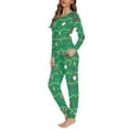 thumbnail image 2 of Renewold Candy Canes Xmas Bow Pajama Sleepwear Set of 2 Christmas Theme Women Long Sleeve Top & Pants Softness Jogger Yoga Sweatsuit Daily Wear Size 5XL, 2 of 4