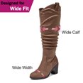 thumbnail image 4 of Love Steetly Women's Extra Wide Calf Knee High Boots, Slouchy Ruched Shaft, Chunky Block Heel Side Zip Casual Winter Tall Boots., 4 of 8