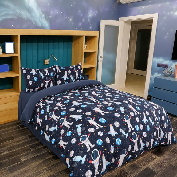 Unique Bargains 3 Piece Brushed Polyester Kid Duvet Cover Bedding Set Queen