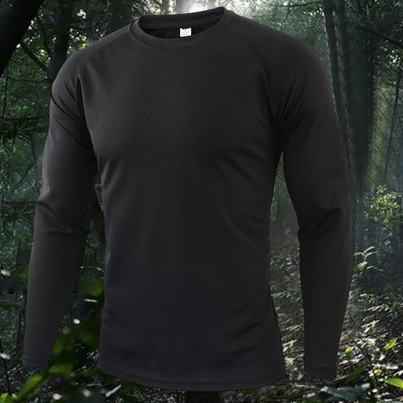 Gspmoly Shirts for Men, Men'S Lightweight Breathable Snug Solid Color Drying Long Sleeved Round Neck Summer Tops Prime Deals