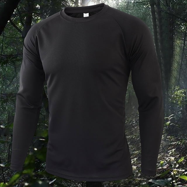 pstuiky manga larga para hombre, Camiseta de manga larga con cuello redondo, ligera, transpirable, ajustada, de color liso y secado rápido para hombre camisetas de hombre xxl