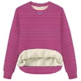 thumbnail image 3 of Yievot Women's Sherpa Lined Sweatshirts Oversized Fleece Thermal Pullover Casual Striped Crewneck Sweatshirt Winter Warm Tops, 3 of 4
