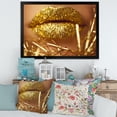 thumbnail image 3 of Designart 'Golden Female Lips' Modern Framed Art Print, 3 of 4