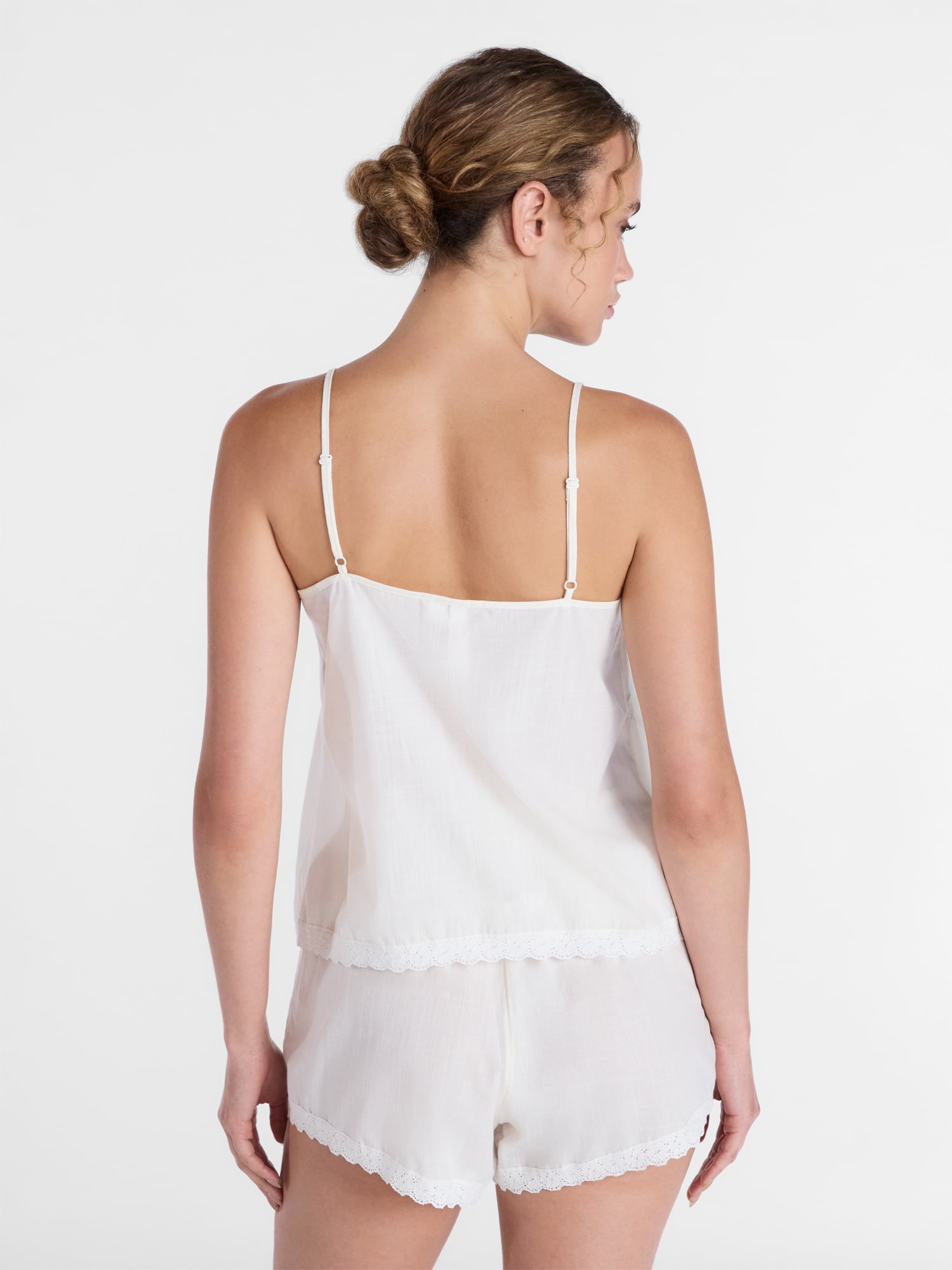Joyspun Women's Sleep Cami and Shorts Set with Lace Trim, Sizes XS-3X
