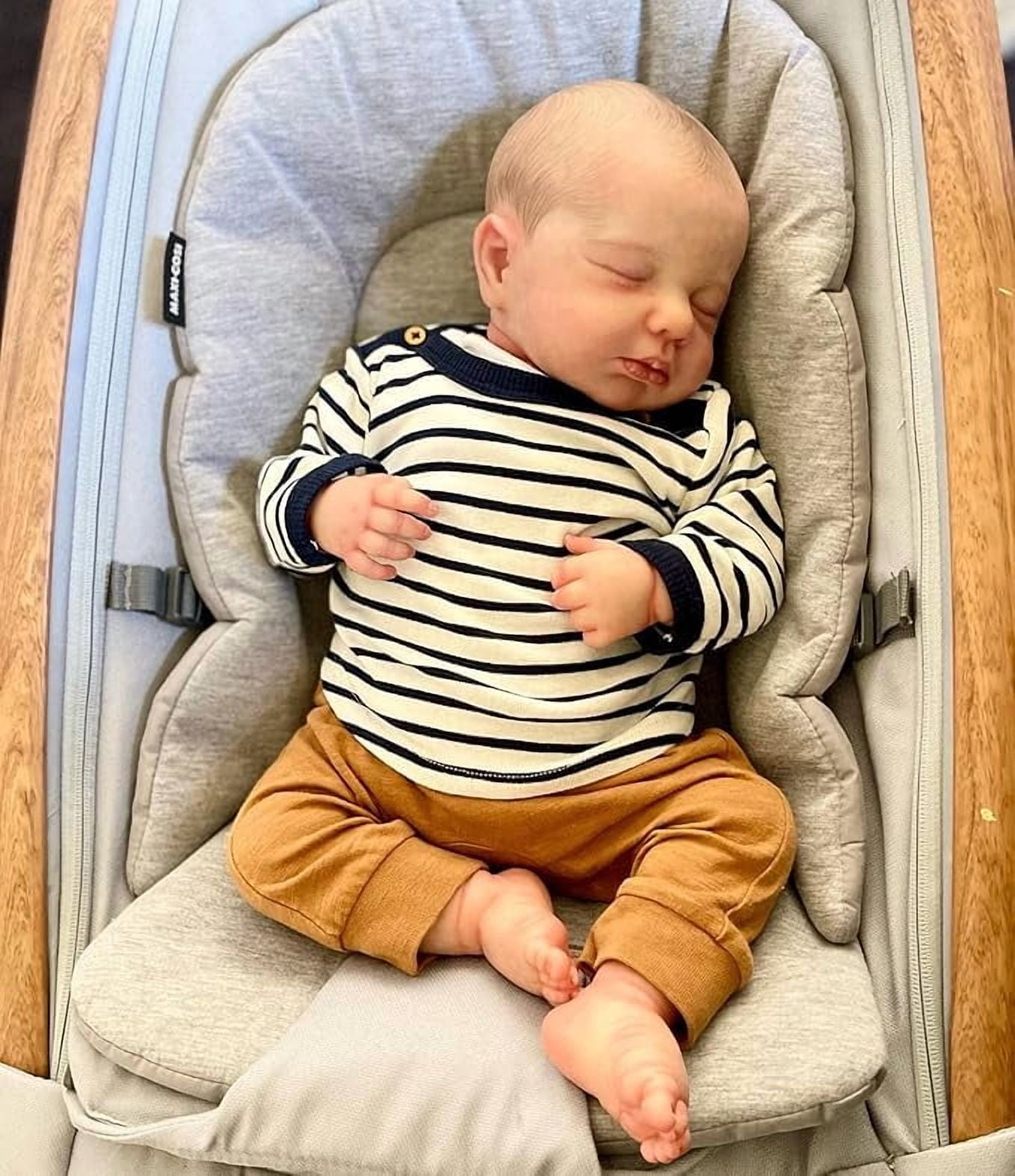 20 Inch Cuddly Sleeping Lifelike Reborn Baby Dolls Realistic Newborn Babies Handmade Soft Cloth Body Closed Eyes Painted Hair