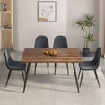 thumbnail image 2 of INO Design 5 Piece Modern Kitchen Dining Room Table Set for 4, Classic Brown Wooden Desk Top with Upholstered Fabric Chairs with Metal Legs (Grey), 2 of 2