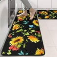 thumbnail image 2 of Kitchen Rugs Sets Of 2,Black Colorful Flower Leaf Sunflower Pattern Anti Fatigue Kitchen Mat Rugs Non Slip Washable,Decorative Kitchen Floor Mats for Kitchen,Sink,Laundry,17"x47"+17"x47", 2 of 5