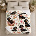 thumbnail image 5 of Whimsical Watercolor Dachshund Dog Pink Heart Pattern, Playful Food Art Scene, Warm Flannel Blanket for Living Room and Reading Nook, Dog Lovers Friendship Gift, Pet Lover Home Decor, 5 of 9
