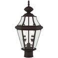 thumbnail image 4 of 2 Light Bronze Outdoor Post Lantern Pendant Lighting Fixture with Clear Beveled Glass Shade backed with Hand Crafted Solid Brass material for patio, front porch, entryway and more, 4 of 6