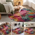 thumbnail image 5 of Round Area Rug 8 Ft, Colorful Dahlia Washable Non-Slip Circle Carpet for Living Room/Bedroom, Spring Flowers Modern Abstract Art Collection Low-Profile Large Area Rugs for Indoor, 5 of 7