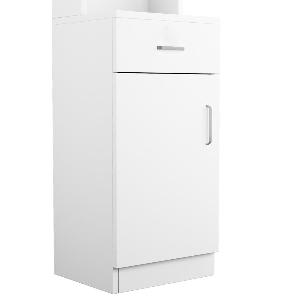 Zimtown Wooden Barber Station Makeup Hair Salon Cabinet, Freestanding Bathroom Tall Cabinet with 5 Storage Shelves & Drawer, White