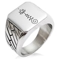 thumbnail image 1 of Stainless Steel Sacred Lotus Unalome Geometric Pattern Biker Style Polished Ring, 1 of 1