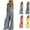 Navy, variant on Bmawag Jumpsuits for Women Summer Boho Plus Size Sleeveless Wide Leg Rompers & Overalls Casual Loose Plaid Print Summer Wide Leg Bib Linen Pants