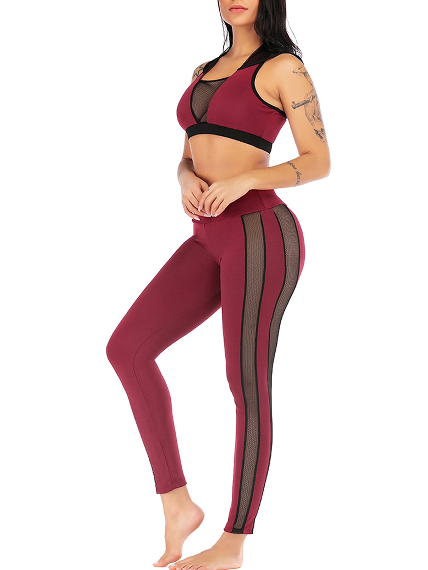 Women Seamless Leggings High Waist Fitness Yoga Pants Gym Top Sports Workout Set
