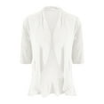 thumbnail image 5 of PMVFHDE Women's Fashion Casual Solid Color Cardigan Short Sleeve with Flounce Hem Top White,XXXL, 5 of 5