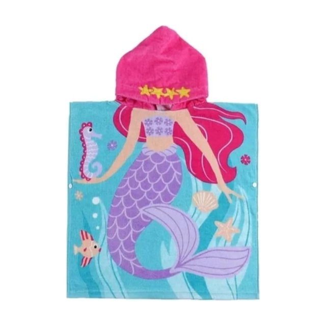 Toalla de baño con capucha para nadar en la playa, para niña sirenita