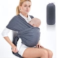 thumbnail image 1 of Portabebés, portabebés de alta calidad, portabebés elástico para recién nacidos y niños pequeños de menos de 15 kg, 100 % algodón orgánico suave (gris oscuro) para hombres y mujeres Zhivalor LN-1560, 1 of 2