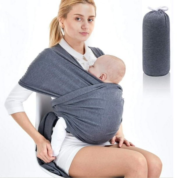Portabebés, portabebés de alta calidad, portabebés elástico para recién nacidos y niños pequeños de hasta 15 kg, 100 % algodón orgánico suave para hombres y mujeres (gris oscuro) Xemadio LN-1560