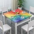 thumbnail image 3 of Colorful Tie Dye Cloud Shape Pattern Square Fitted Tablecloth with Elastic Edge,Square Table Cover,Washable Elastic Table Cover for Home Kitchen Party Decor 36"x36", 3 of 6