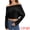 Black, variant on Women's Off Shoulder Cable Knit Cropped Batwing Long Sleeve Sweater L Apricot