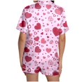 thumbnail image 4 of KKBOTIVE Womens Silk Satin Pajama Set 2 Piece Heart Embroidery Short Sleeve Button Up Sleepwear Women's Comfortable Daily Nightwear ( l-Pink Size: XXL ), 4 of 6