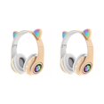 thumbnail image 1 of Methold Auriculares inalámbricos con orejas de gato y luz de Flash, auriculares inalámbricos con micrófono que pueden controlar LED, casco de música Type6 NO6, 1 of 6