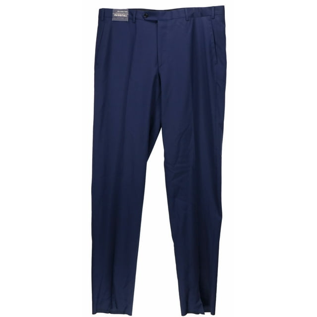 Trussini Pantalon Habillé en Laine Bleu Marine Linea Classico pour Hommes - 40