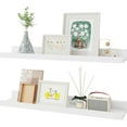 thumbnail image 1 of Floating Shelves Wall Shelves Set of Wood Storage Shelves with Ledge Wall Mounted Floating Shelf for Living Room Kitchen Bedroom Books Photo Frames Decor Walnut, 1 of 8