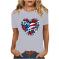 thumbnail image 2 of Cavosen 4th of July Clothes Women Petite 4th of July Short Sleeve Round Neck Shirts USA Flag Print Shirts Lady M Red White and Blue Casual Tops Funny Patriotic Tunic Tees 2025 Patriotic Blouses, 2 of 8