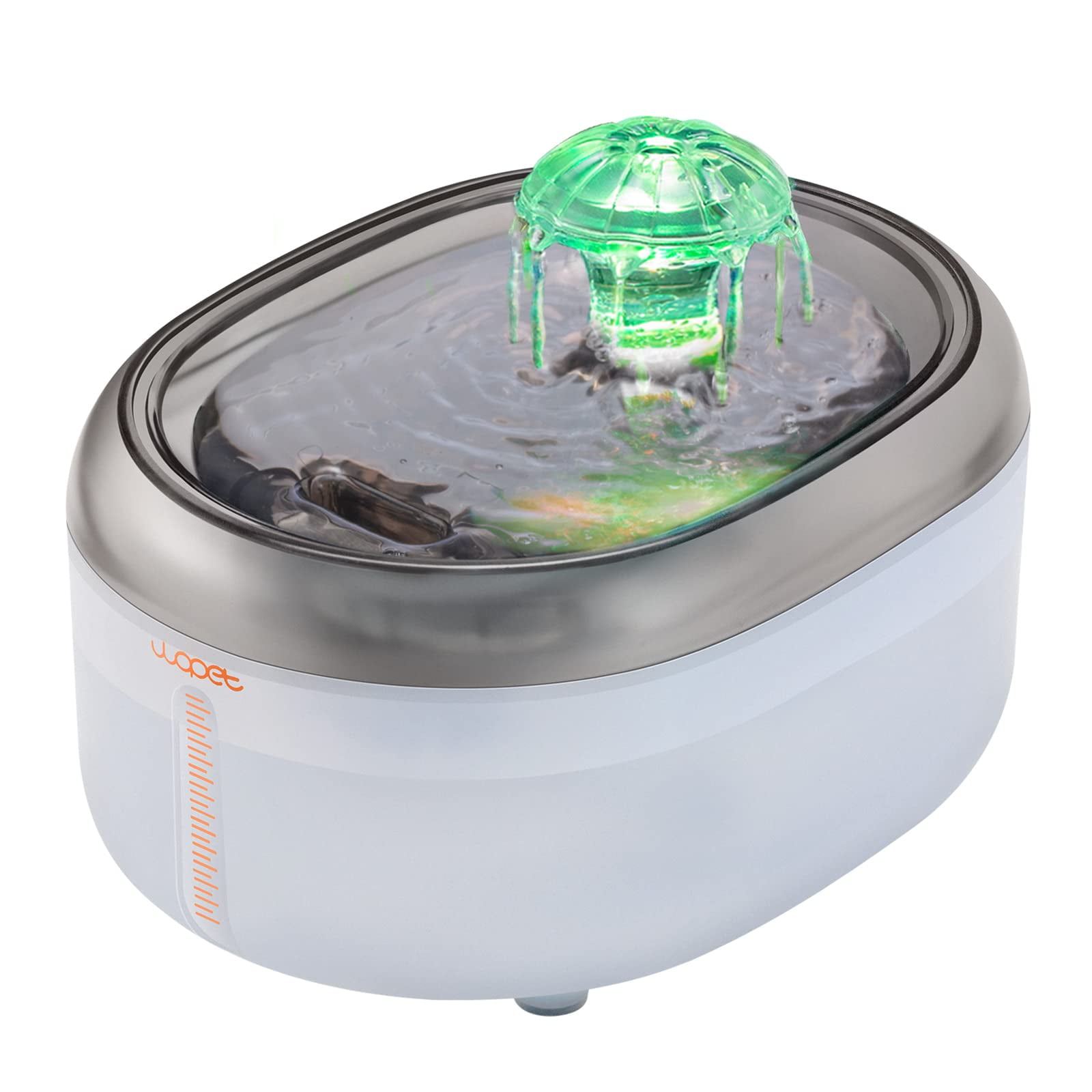 WOPET W300 Pet Dog Cat Water Fountains , 67oz/2L with 1 Filter, Attract LED Light , White