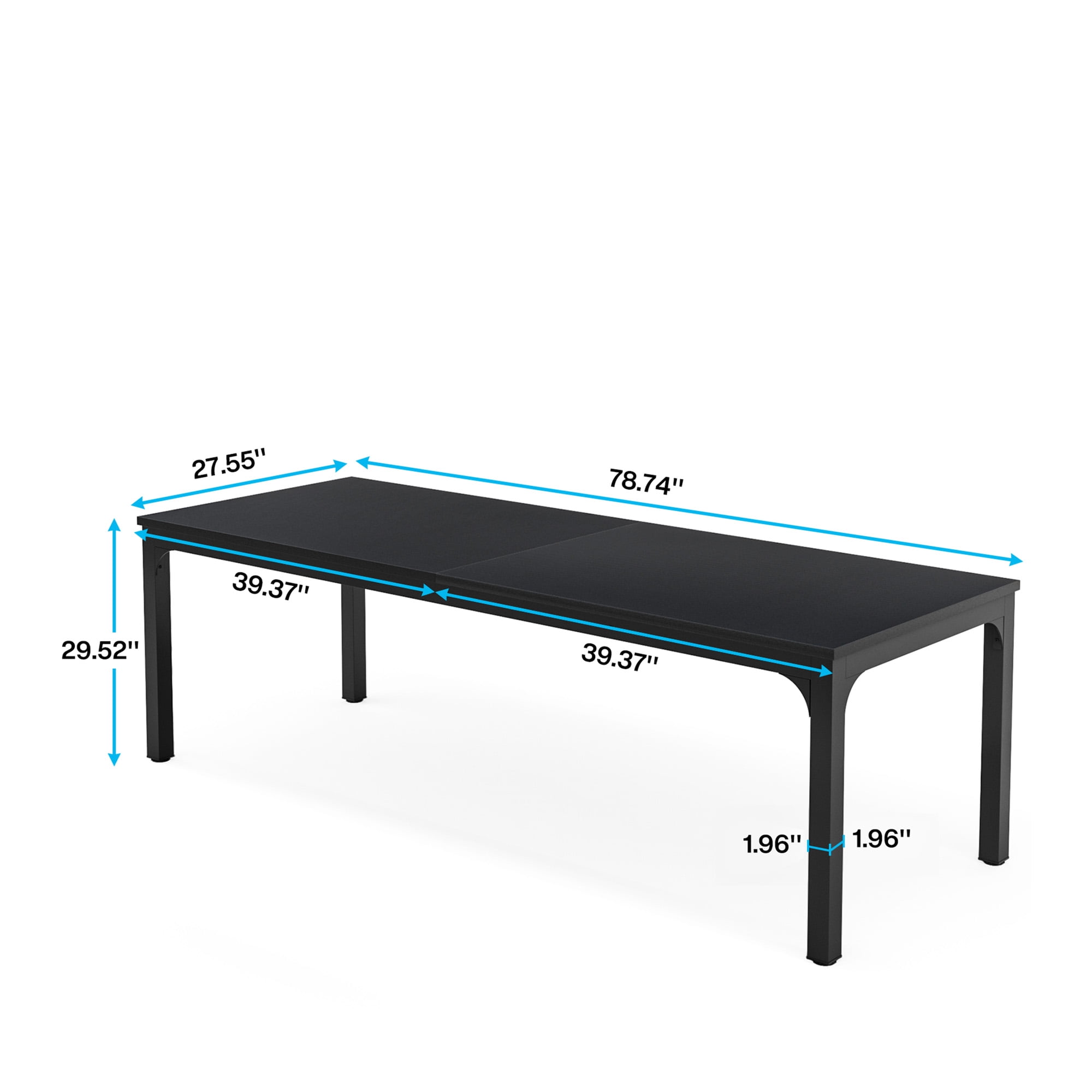 MAYEERTY 78.7 Inch Dining Table, 6-8 Seater Rectangular Table with 25mm MDF Board & Heavy Duty Metal Frame