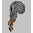 thumbnail image 3 of Indie Duvet Cover Set, Abstract Skull with Floral Ornaments and Red Beard Patterns Punk, Decorative 3 Piece Bedding Set with 2 Pillow Shams, King Size, Black Pale Grey Orange, by Ambesonne, 3 of 3