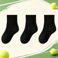 thumbnail image 3 of Girls' Black Cotton Crew Socks 3-Pack - Breathable Solid Color School Uniform Socks,Size 6 T, 3 of 3