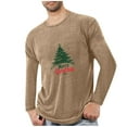 thumbnail image 2 of SYMOID Pajamas Mens Holiday Long Sleeve Christmas Shirt - Khaki, Vintage Christmas Tree & Merry Christmas Graphic, Relaxed Fit, Soft Stretch Fabric, Sizes M-XXXXL,Size XL, 2 of 4
