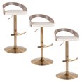 thumbnail image 6 of JERFIT Set of 3 Adjustable Swivel Bar Stools with PU Leather Seat, Light Grey Wood & Gold Metal Base, 6 of 10
