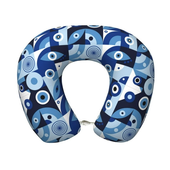Disketp Evil Eye Travel Pillow Memory Foam Neck Pillow Support Pillow for Camping, Sleeping Rest Cushion Airplane Pillow