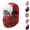 thumbnail image 4 of ZQUUVOU Unisex Winter Ski Hat with Face Mask Ear Flap Plush Lined Thick Thermal Pullover Windproof Cycling Cap Burgundy, 4 of 4