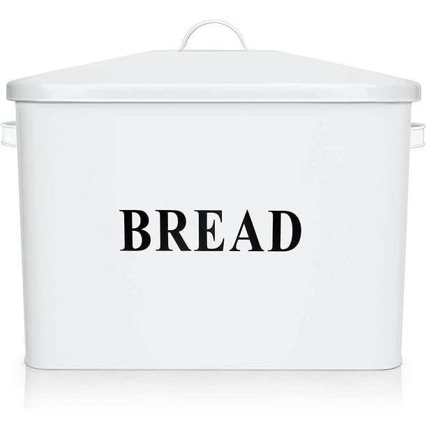 Bread Box for Kitchen Countertop, VeSteel White Metal Bread Bin Holder for Modern Farmhouse