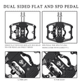 thumbnail image 2 of Bike Pedals Dual Sided Pedals Plat & SPD Clipless Pedal 3 Sealed Bearings, 9/16” Bicycle Platform, 2 of 7