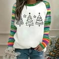 thumbnail image 2 of Lopecy-Sta Women's Christmas Three Trees Graphic Crew Neck Sweatshirt, Loose Drop Shoulder Healthy Cloth Top, Festive Holiday Pullover White XL, 2 of 5