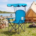 thumbnail image 2 of Yunken Camping Chair, Folding Outdoor Lawn Chair with Canopy, Carry Bag & Cup Holder, Portable Heavy Duty Camp Chair for Outside Travel, Picnic, Beach Soccer Chairs, 2 of 14