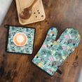 thumbnail image 5 of Colorful Mushroom Decor Teal Pattern Kitchen Oven Mitt and Pot Holder Sets 2 Pcs for Baking, Cooking and Grilling, Heat Resistant Up To 392 °F, 5 of 7