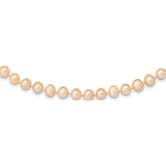 14K Yellow Gold 7-8mm Pink Near Round Freshwater Cultured Pearl Necklace Made In Canada ppn070-20