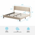 thumbnail image 2 of Modern Wingback King Size Upholstered Platform Bed Frame with Headboard,Wood Slat Support,No Box Spring Needed/Easy Assembly, Beige, 2 of 6