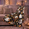thumbnail image 5 of Autumn Ghosts With Flowers Pumpkins And Lanterns, Soft Flannel Blanket with Whimsical Autumn Illustration Print, Housewarming Gift and Home Decor for Bedroom and Living Room, 5 of 7