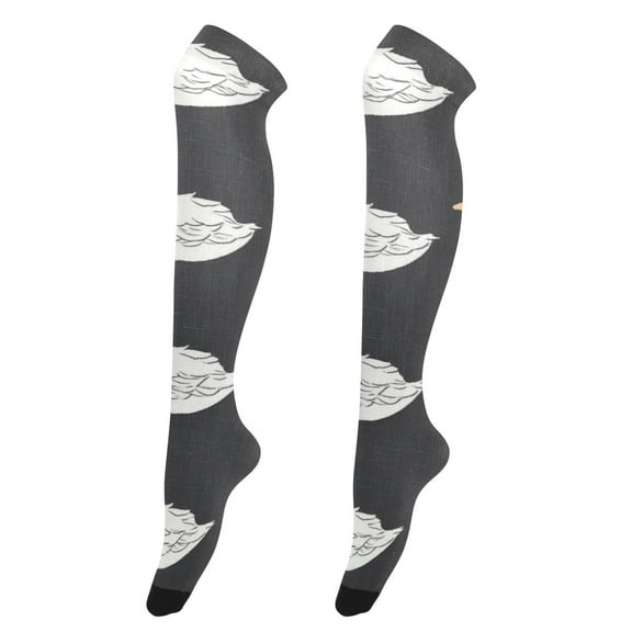 Sexy Thigh High Stockings - Silky Smooth & Stay-Up Design for Legs That Slay! White Swan Pattern